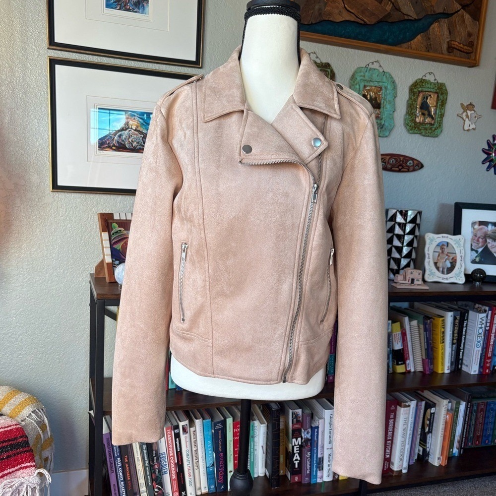 BB Dakota by Steve Madden XL Moto‎ Faux Suede Jacket in Taupe Beige - Picture 2 of 13